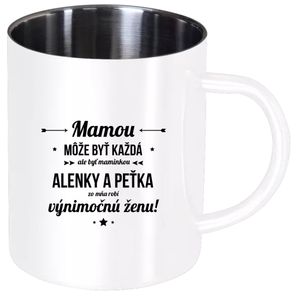 Nerezový hrnček Mámou může být každá se jmény - kopie