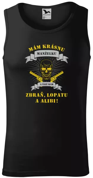 Pánske tielko Mám krásnou manželku, a taky zbraň, lopatu a alibi - kopie