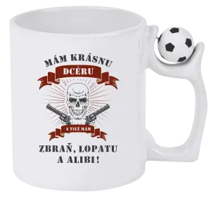 Hrnček Mám krásnou dceru, a taky zbraň, lopatu a alibi - lebka - kopie