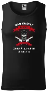 Pánske tielko Mám krásnou dceru, a taky zbraň, lopatu a alibi - lebka - kopie