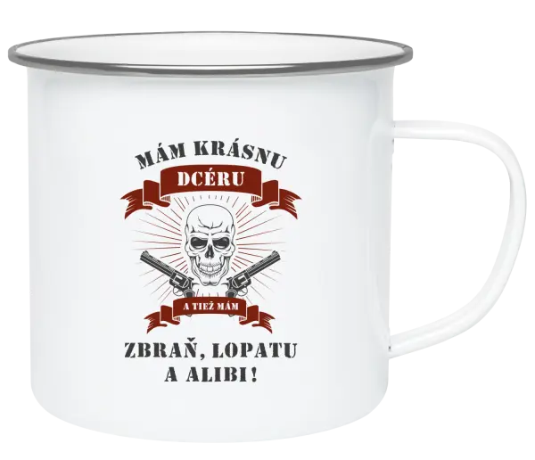 Plecháčik Mám krásnou dceru, a taky zbraň, lopatu a alibi - lebka - kopie