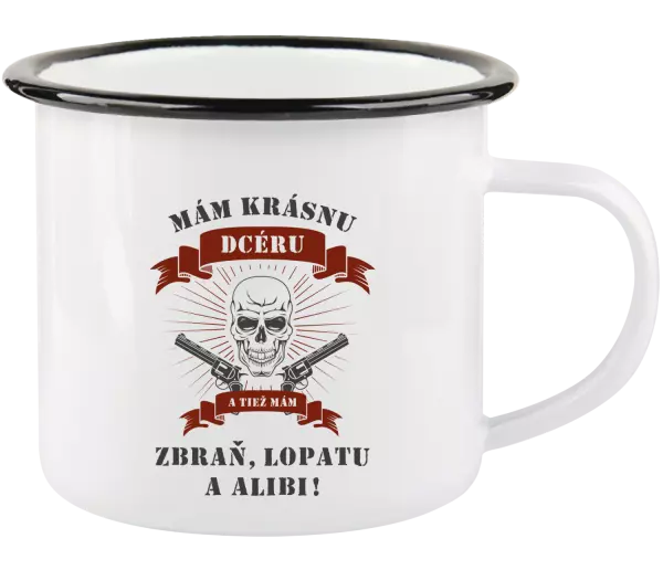 Plecháčik Mám krásnou dceru, a taky zbraň, lopatu a alibi - lebka - kopie