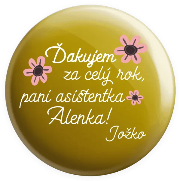 Placka Ďakujem za celý rok, pani asistentka