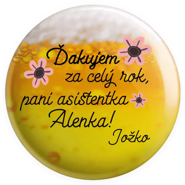 Placka Ďakujem za celý rok, pani asistentka