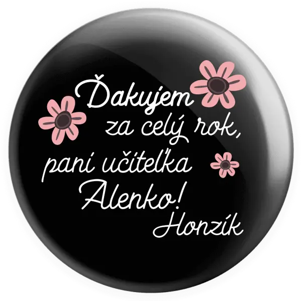 Placka Děkuji za celý rok, paní učitelko - kopie