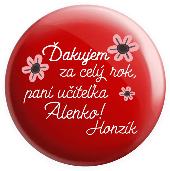 Placka Děkuji za celý rok, paní učitelko - kopie