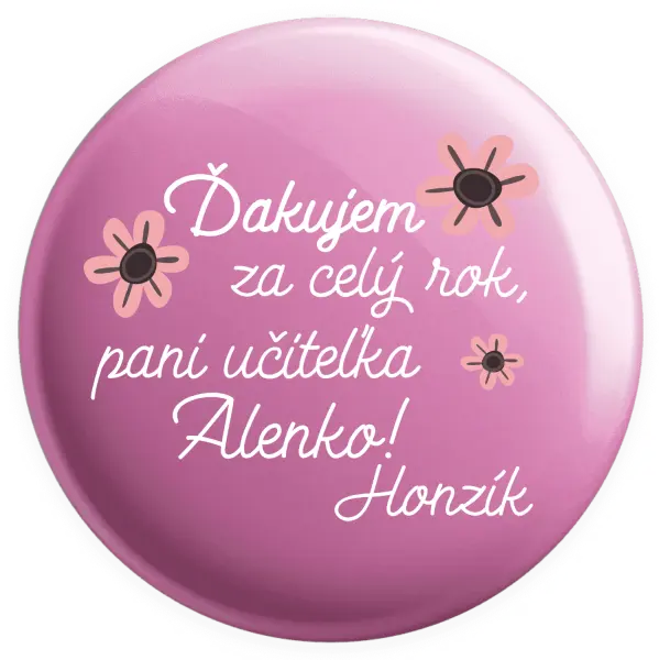 Placka Děkuji za celý rok, paní učitelko - kopie