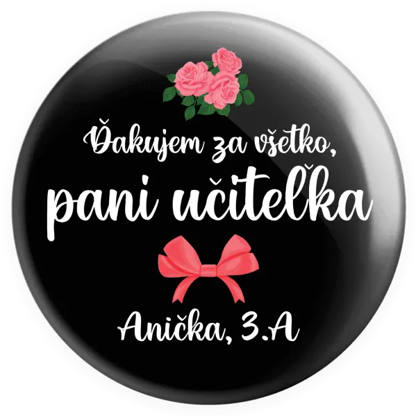 Placka Ďakujem za všetko, pani učiteľka - ruže