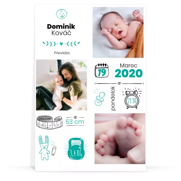 Hliníková dibond doska Narodenie chlapca