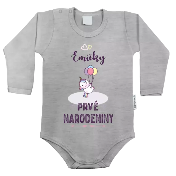 Detské body Prvé narodeniny - jednorožec, s menom