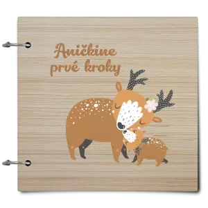 Drevený album so sponami První krůčky se jménem - srnky - kopie
