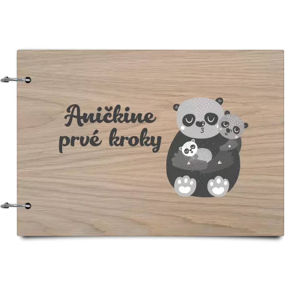 Drevený album so sponami Prvé kroky s menom - medvedíci