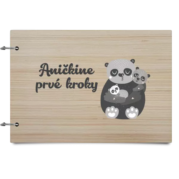 Drevený album so sponami První krůčky se jménem - medvídci - kopie