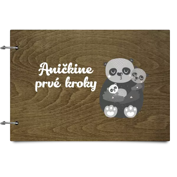 Drevený album so sponami Prvé kroky s menom - medvedíci