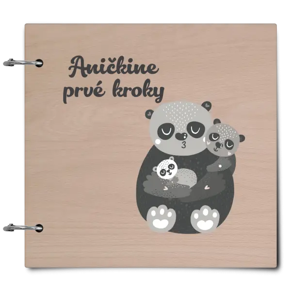 Drevený album so sponami První krůčky se jménem - medvídci - kopie