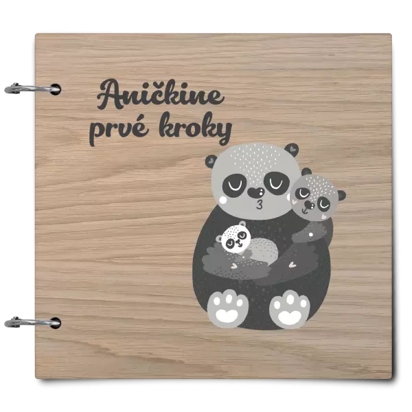 Drevený album so sponami Prvé kroky s menom - medvedíci