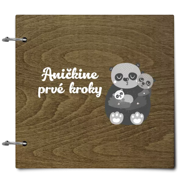 Drevený album so sponami Prvé kroky s menom - medvedíci