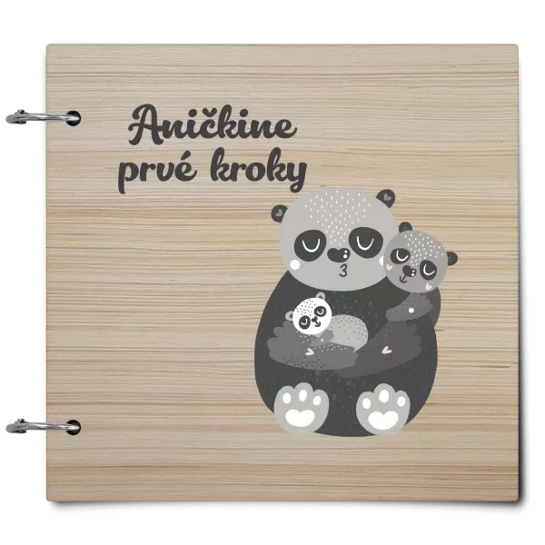 Drevený album so sponami První krůčky se jménem - medvídci - kopie