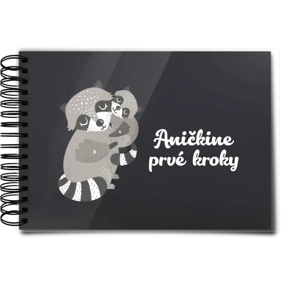 Plexi album s krúžkovou väzbou Prvé kroky s menom - medvedík čistotný