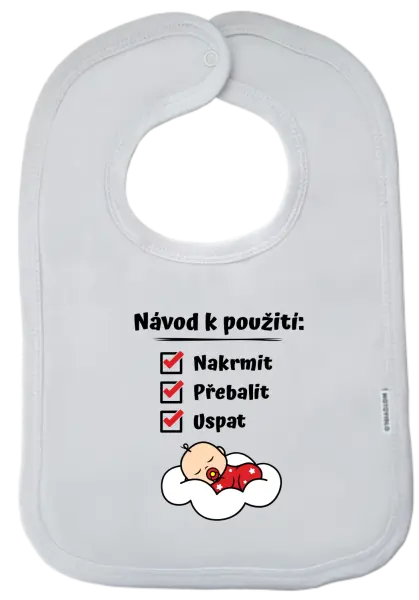 Dětský bryndák Návod k použití - nakrmit, přebalit, uspat