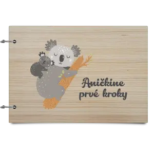 Drevený album so sponami První krůčky se jménem - koala - kopie