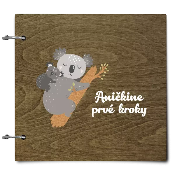 Drevený album so sponami Prvé kroky s menom - koala