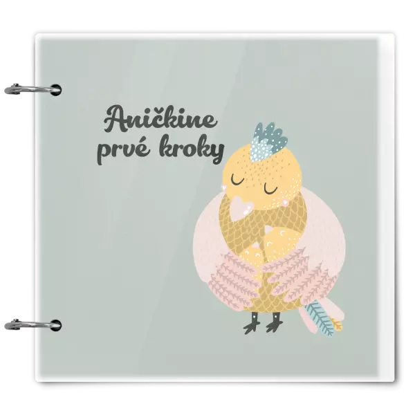 Plexi album sa sponami První krůčky se jménem - kuřátka - kopie