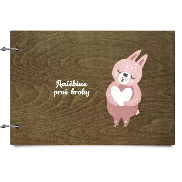 Drevený album so sponami Prvé kroky s menom - zajačik