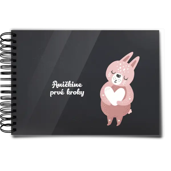 Plexi album s krúžkovou väzbou Prvé kroky s menom - zajačik