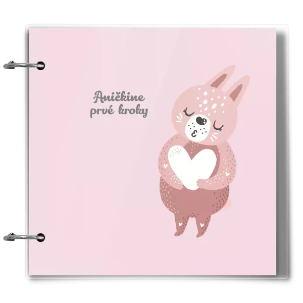 Plexi album sa sponami První krůčky se jménem - zajíček - kopie