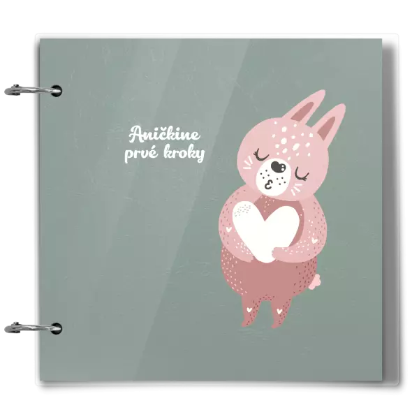 Plexi album sa sponami První krůčky se jménem - zajíček - kopie