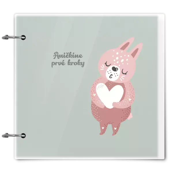 Plexi album sa sponami První krůčky se jménem - zajíček - kopie