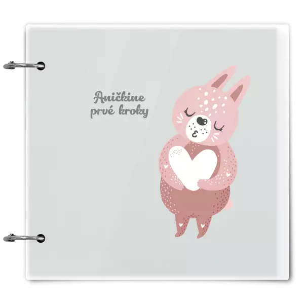 Plexi album sa sponami První krůčky se jménem - zajíček - kopie