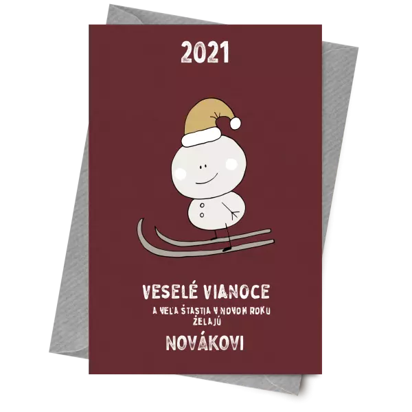 Papier 10 x 15 cm Snehuliak na lyžiach