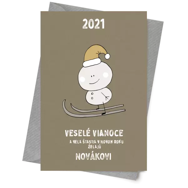 Papier 10 x 15 cm Snehuliak na lyžiach