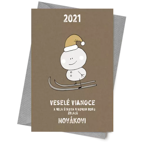 Papier 10 x 15 cm Snehuliak na lyžiach