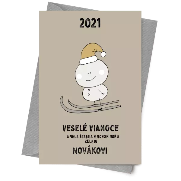 Papier 10 x 15 cm Snehuliak na lyžiach