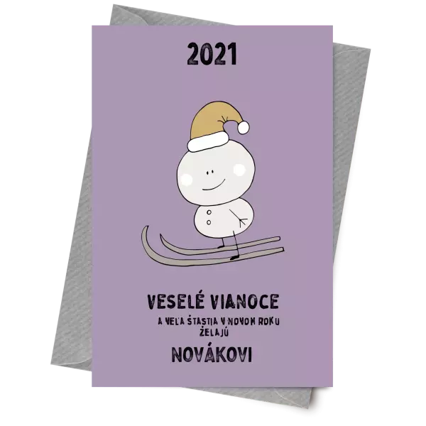 Papier 10 x 15 cm Snehuliak na lyžiach