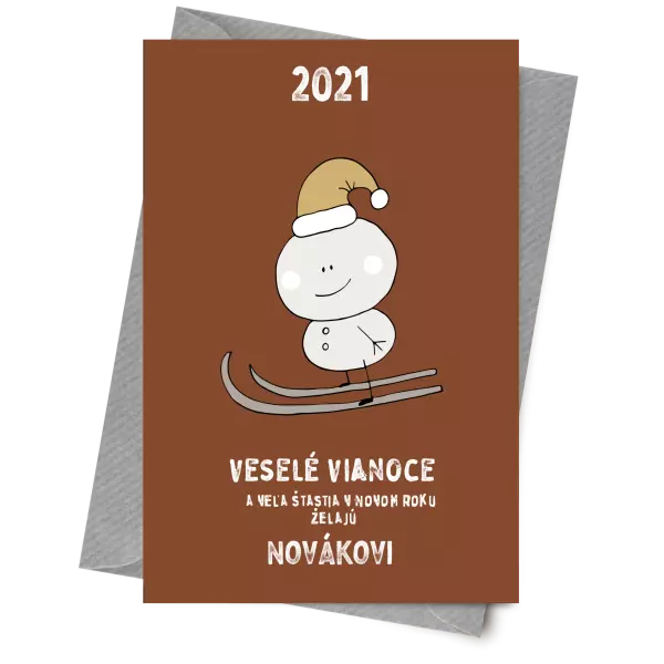 Papier 10 x 15 cm Snehuliak na lyžiach