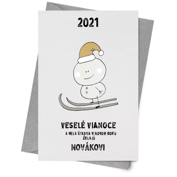 Papier 10 x 15 cm Snehuliak na lyžiach