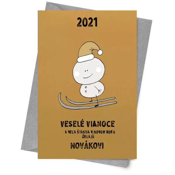 Papier 10 x 15 cm Snehuliak na lyžiach