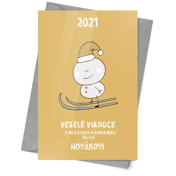 Papier 10 x 15 cm Snehuliak na lyžiach