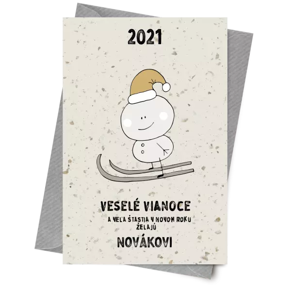 Papier 10 x 15 cm Snehuliak na lyžiach