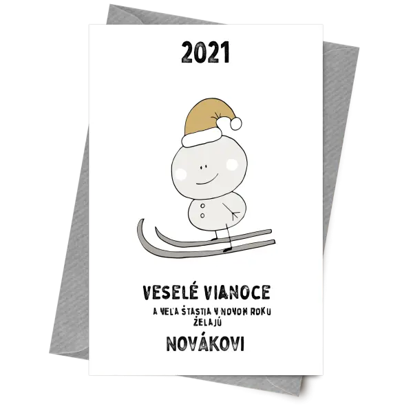 Papier 10 x 15 cm Snehuliak na lyžiach