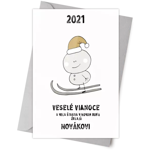 Plexisklo 10 x 15 cm Snehuliak na lyžiach