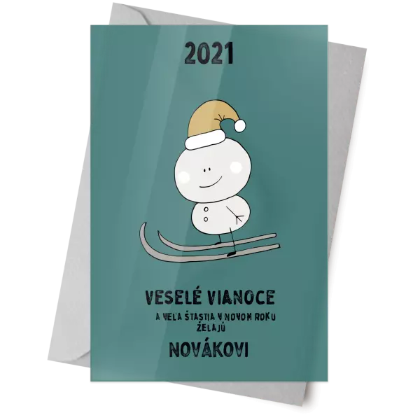 Plexisklo 10 x 15 cm Snehuliak na lyžiach