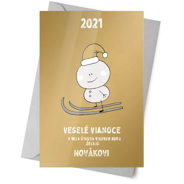 Plexisklo 10 x 15 cm Snehuliak na lyžiach