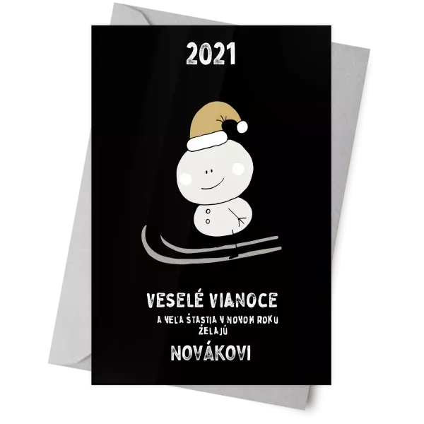 Plexisklo 10 x 15 cm Snehuliak na lyžiach