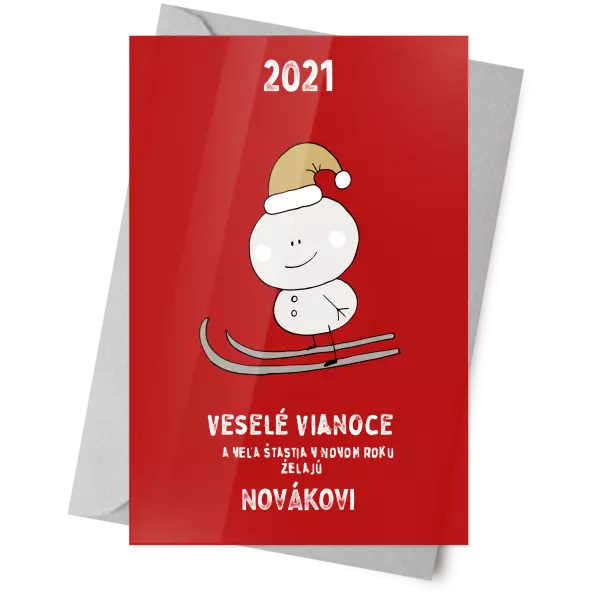 Plexisklo 10 x 15 cm Snehuliak na lyžiach