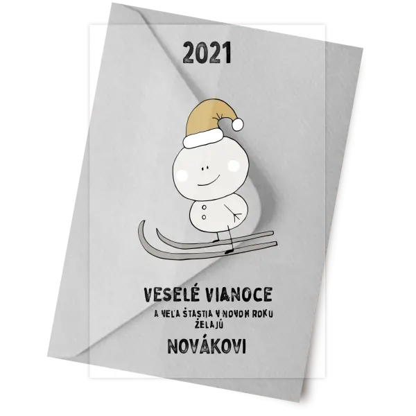 Plexisklo 10 x 15 cm Snehuliak na lyžiach